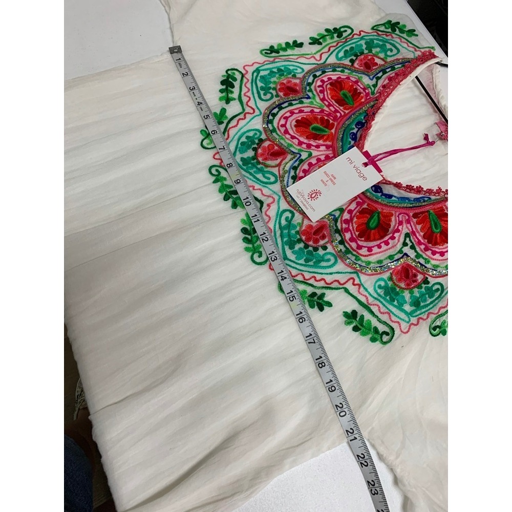 Ruby Yaya Aari Gucci Dress White Embroidered Sequin Tunic Boho Mini Dress Small - Picture 8 of 9